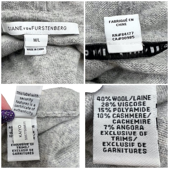 DIANE VON FURSTENBERG GRAY HOODED HIGH LOW KAIYO CARDIGAN SWEATER - Picture 14 of 16